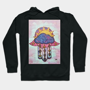 Raining Gems Hamsa by Harriette Knight Hoodie